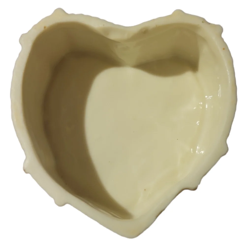 Vtg Heart Bow Trinket Box Gold Accents
